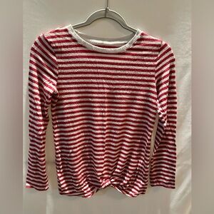 Cat & Jack Red and White Striped Long Sleeve Top size large 10-12